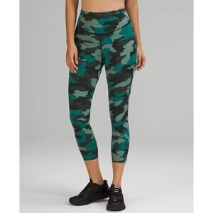 NEW Lululemon Base Pace High Rise Crop 25" Heritage 365 Camo Tidewater Teal 18‎